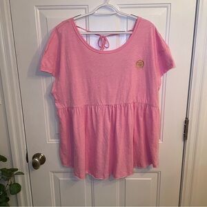 Paisley Sky Pink Relaxed Maternity Short Sleeve Shirt